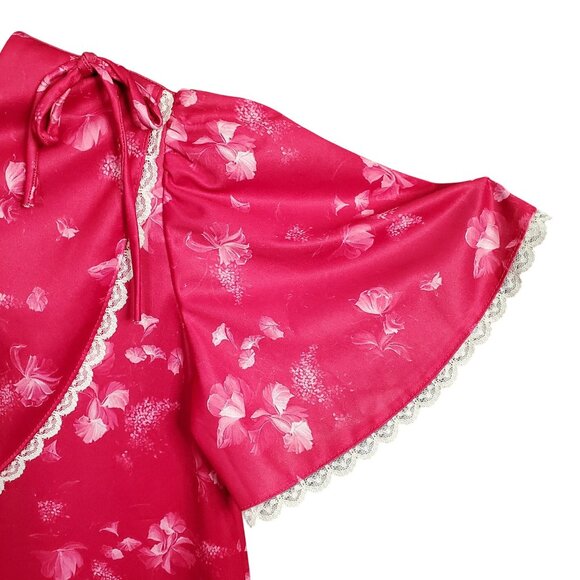 Vintage Sears Size 10 Dress Floral Lace Trim Shoulder Ribbon Floral Pattern Pink - Picture 8 of 13